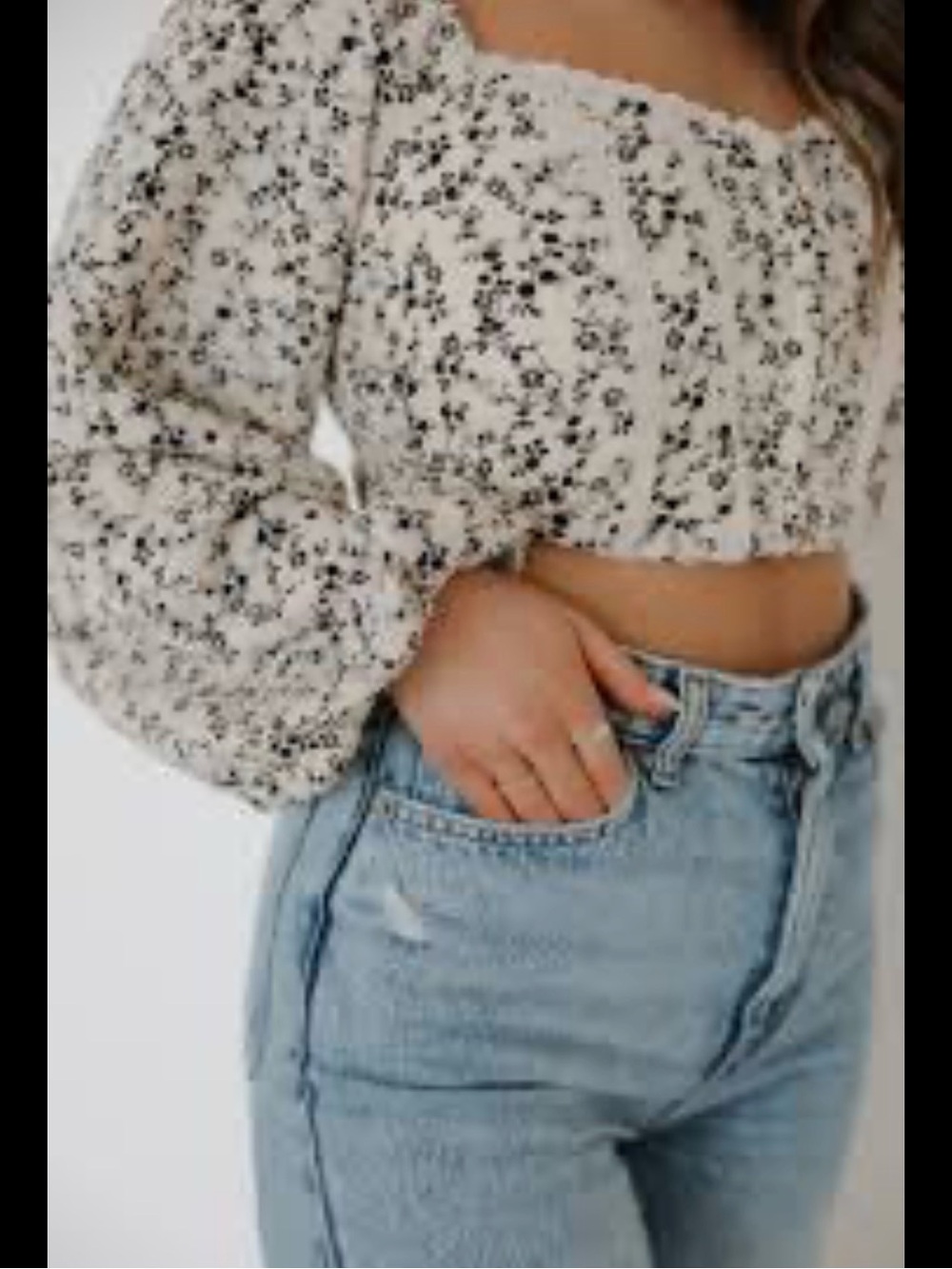 Altar'd State Women’s Ivory Floral Corset Crop Top Puff Sleeve Cottage XXS NEW